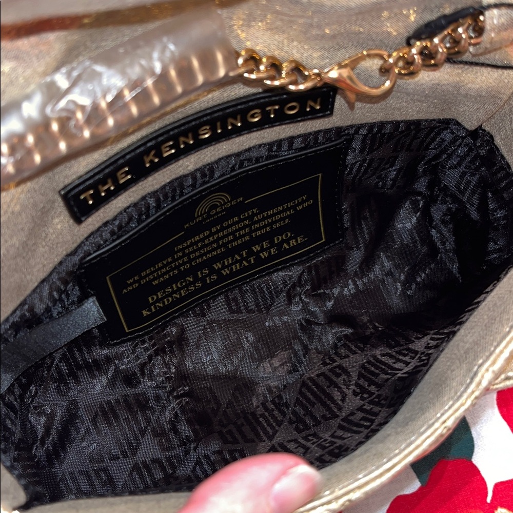 Kurt Geiger NWT! Mini Kensington Metallic Gold Bow Clutch Crossbody Bag - Picture 8 of 13